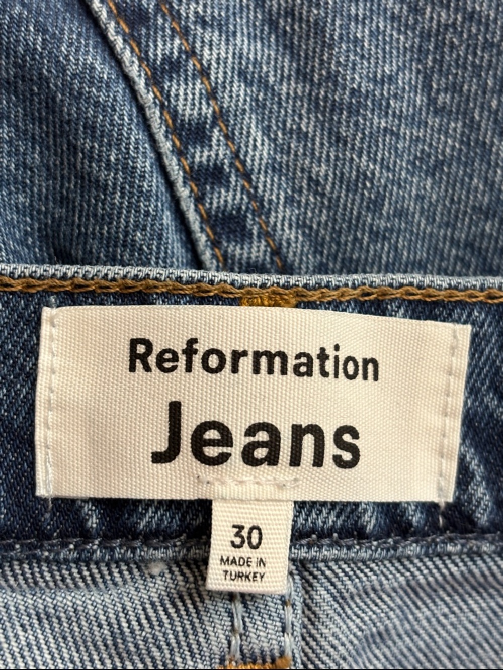Reformation Two-Tone Reconstructed High Rise Distressed Straight Jeans Sz 30 - Picture 10 of 10